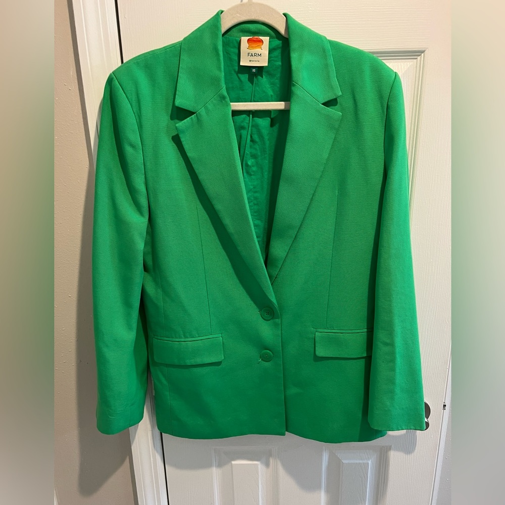 Farm Rio Green linen blazer